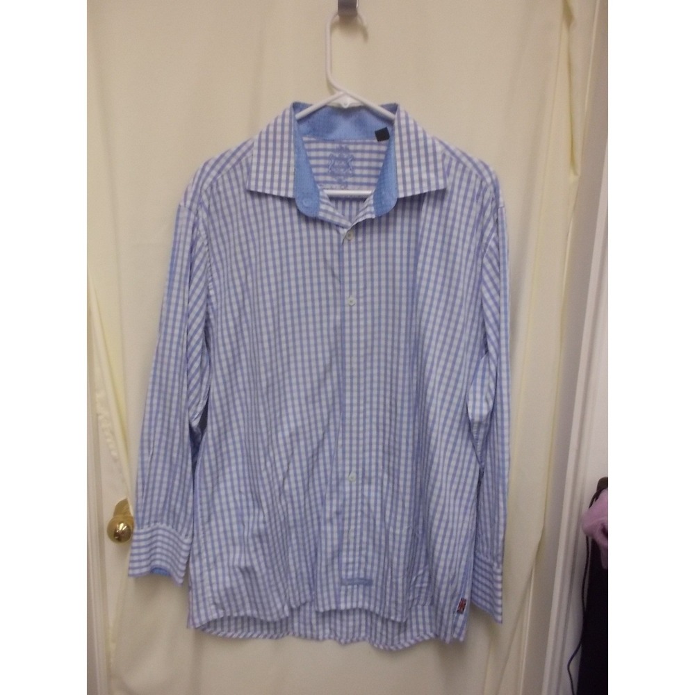 English Laundry Mens Blue Gingham Check Button Down Shirt Long Sleeve L